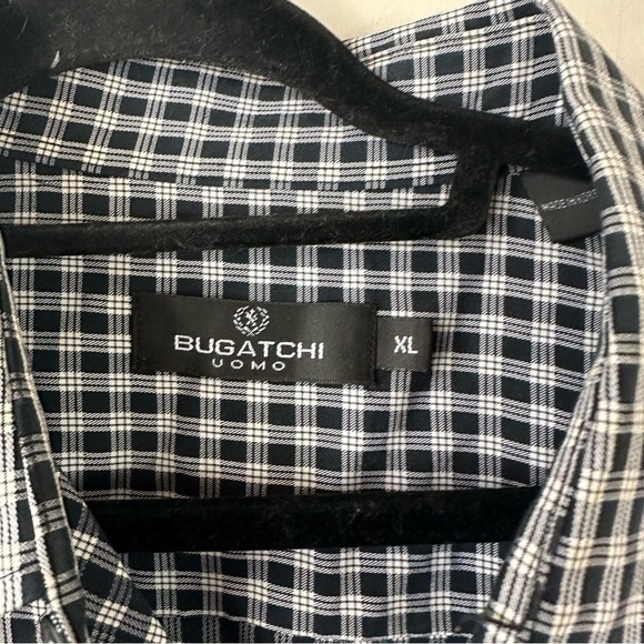 Bugatchi Uomo | Black and White Casual Button Down Plaid Men's Size XL - Picture 2 of 4